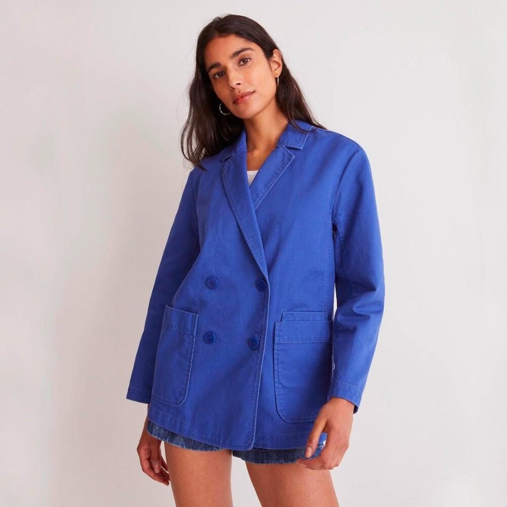 NWT Madewell Crossover Blazer in (Re)generative Chino Cobalt Blue size Small - Picture 1 of 7